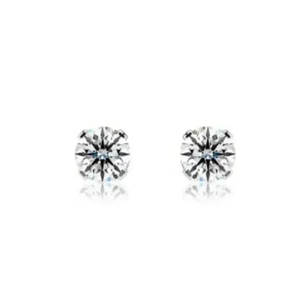 1/4 Carat Real Diamond Stud Earring 14K White Gold filled - Picture 3 of 5